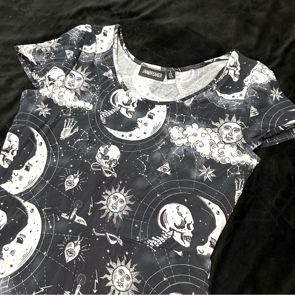 Jawbreaker Moon & Skulls Dress, Small